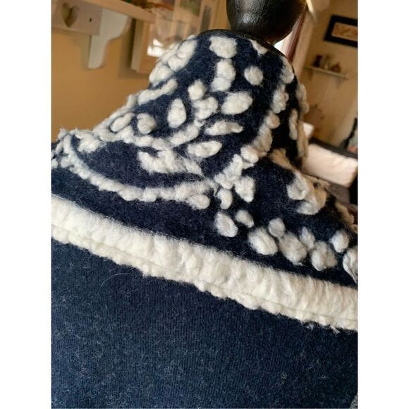 Anthropologie Sleeping on Snow Navy White Gray Open Cardigan Sweater - Picture 9 of 10